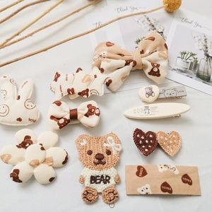 One set of Kids milk tea color bow hair clips
